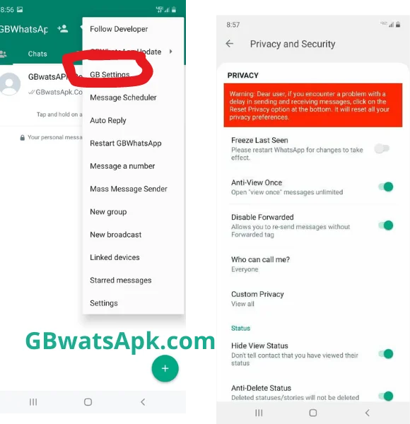 gbwhatsapp pro apk privacy