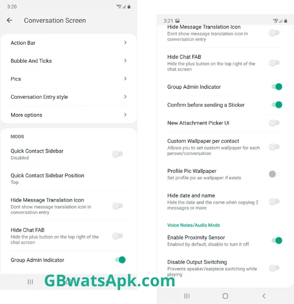 GBwhatsapp téléchargement screen